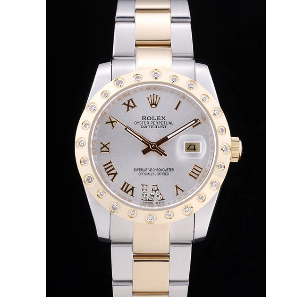 Best AAA Replica Sites 7464 Diamond Bezel Rolex White Dial Datejust 0726